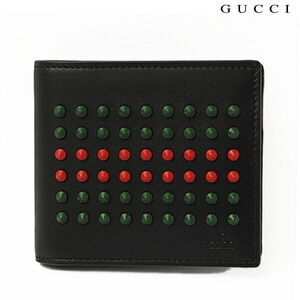 Gucci Folding Wallet Leather Studs Black Line